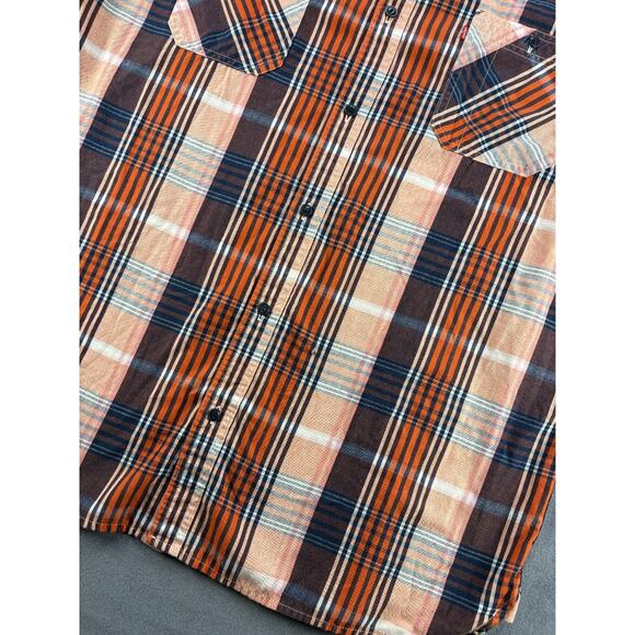 Levis Short Sleeve Button Down Western Shirt Plaid Orange/Black Men's XXL - Picture 4 of 7